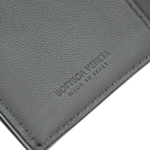 BOTTEGA VENETA INTRECCIATO Trifold Compact Wallet Leather Black Italy - Picture 8 of 13